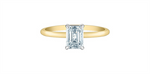 Load image into Gallery viewer, 14K White &amp; Yellow Gold Solitaire Emerald Lab Diamond Engagement Ring
