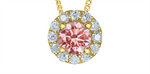 Load image into Gallery viewer, 10K Yellow Gold Pink Lab Diamond Halo Pendant Necklace

PENDANT
Tot
