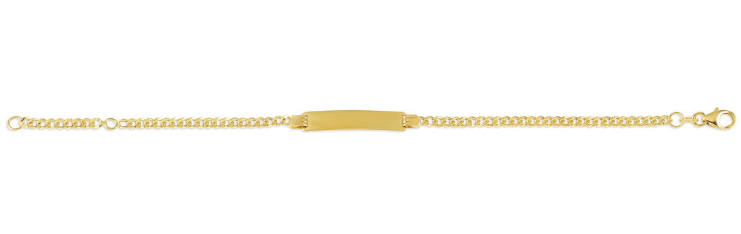 10K Yellow Gold ID Curb Bracelet
Bracelet Width: 2.5mm
Length: 5 1/4