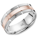 Load image into Gallery viewer, Men's Rose &amp; White Gold Bevel Band with Sandpaper Finish 
Top Width: