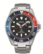 Load image into Gallery viewer, SEIKO Men&#39;s Stainless Steel Solar Divers Watch with Black Dial
