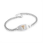 Load image into Gallery viewer, White Stainless Steel Medical Alert Curb Bracelet 
Length: 7.25&quot;
Wid
