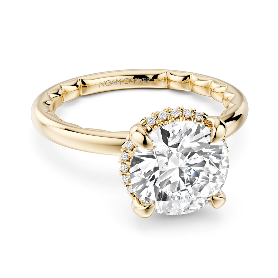 14K Yellow Gold Hidden Halo Diamond Engagement Ring Semi-Mount
Fits C