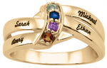 Load image into Gallery viewer, Personalized White Gold Free Form Family Ring with Names Engraved 
Number of stones available: 2 - 4
