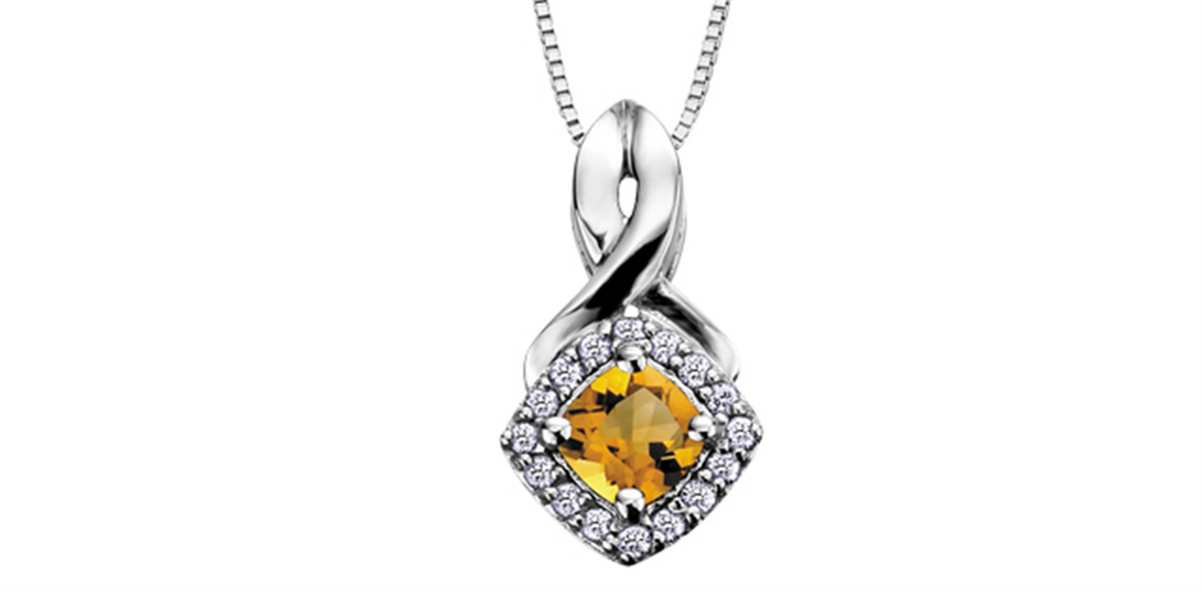 10K White Gold Halo Polished Citrine Diamonds Pendant Necklace

PEND
