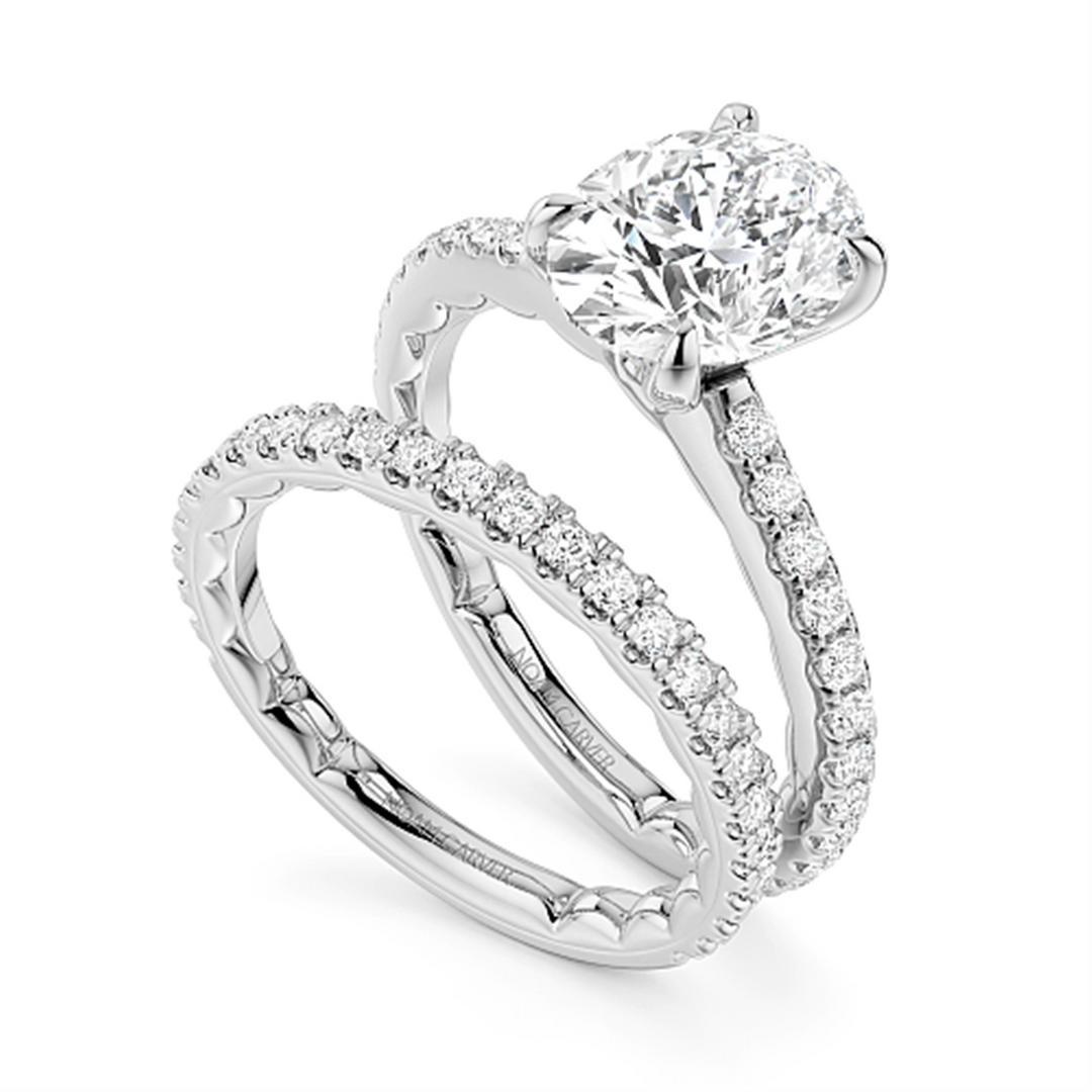 White Gold Side Stones Diamond Engagement Ring Semi-Mount
Fits Centre