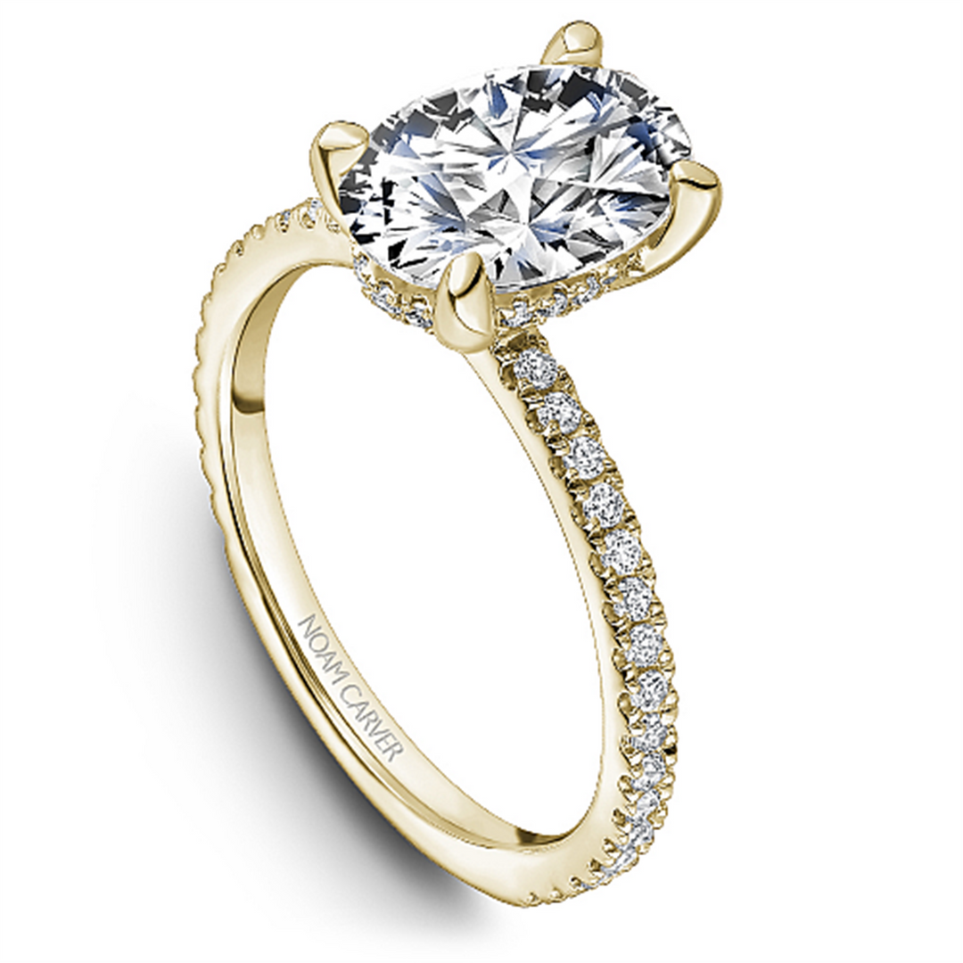 14K Yellow Gold Side Stones Diamond Engagement Ring Semi-Mount
Fits C