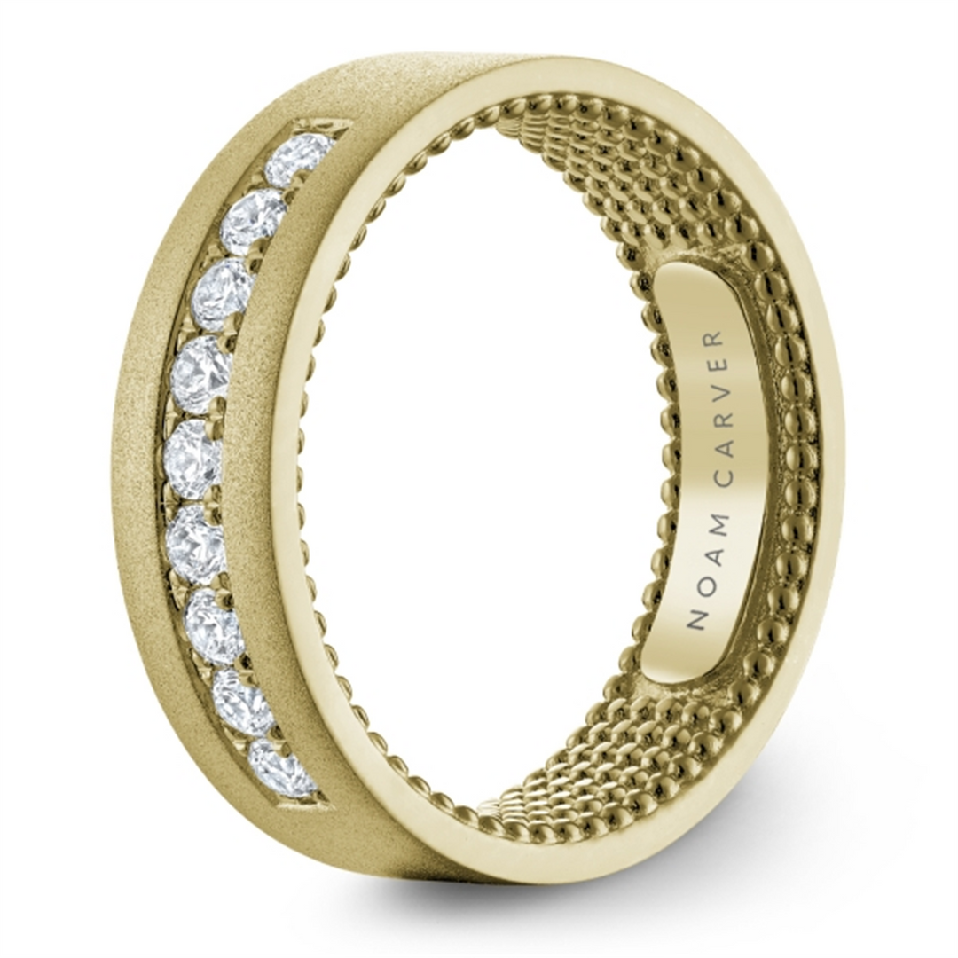Men's Yellow Gold Flat Diamond Band