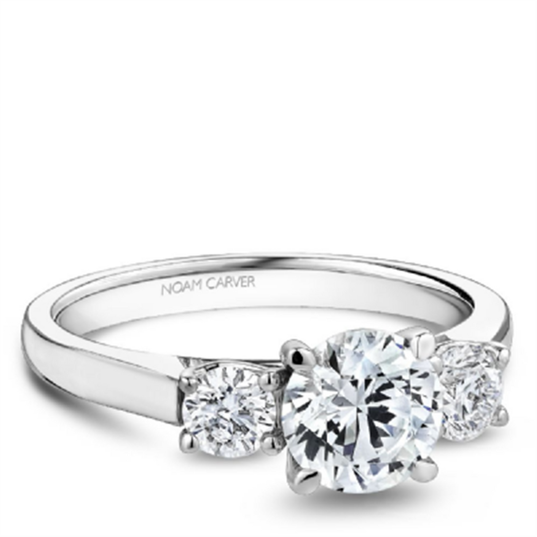 White Gold 3 Stone Diamond Semi-Mount