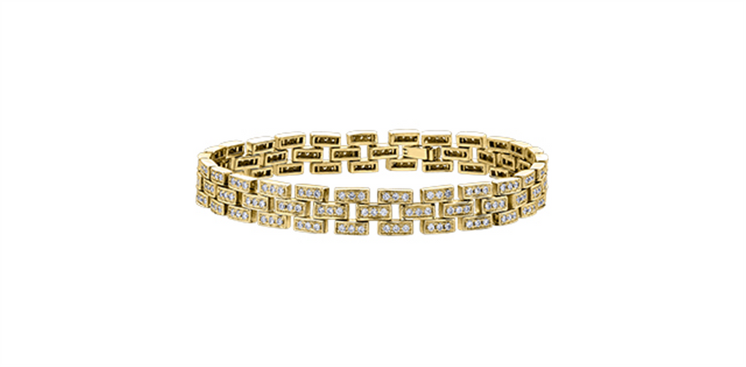 10K Yellow Gold Diamonds Fancy Link Bracelet 
Total Diamonds: 1.75 ct