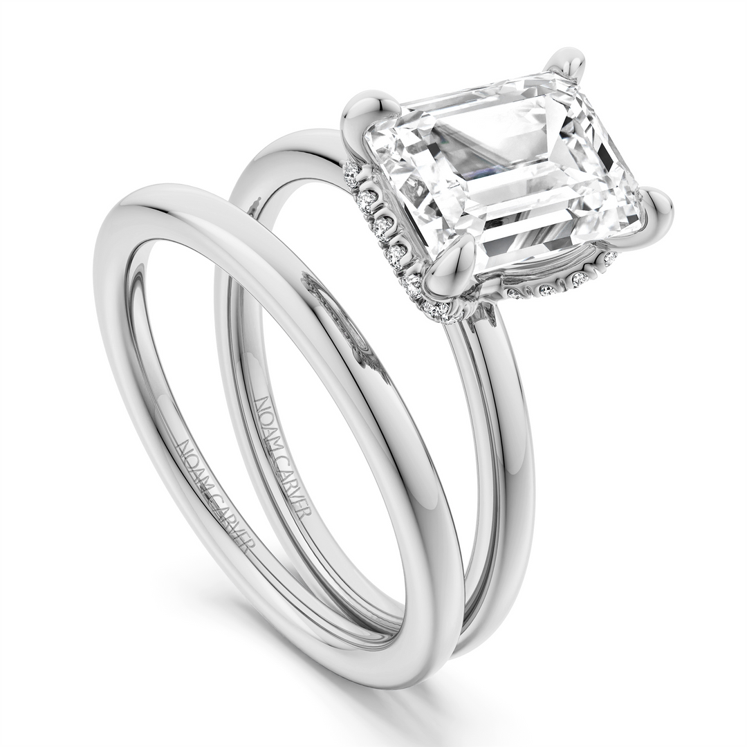White Gold Hidden Halo Diamond Engagement Ring Semi-Mount
Fits Centre