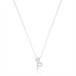 Load image into Gallery viewer, White Sterling Silver Initial &quot;P&quot; Polished Pendant Necklace

PENDANT
