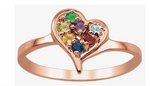 Load image into Gallery viewer, Personalized Yellow Gold Heart Family Ring 
Number of stones available: 1-7
