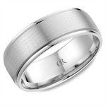 Load image into Gallery viewer, Men's White Gold Stepped Down Edges Band with Sandpaper Finish 
Top W