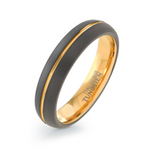 Load image into Gallery viewer, Brushed Gold and Black with Gold Centre Tungsten Domed Band 
Width: 5

