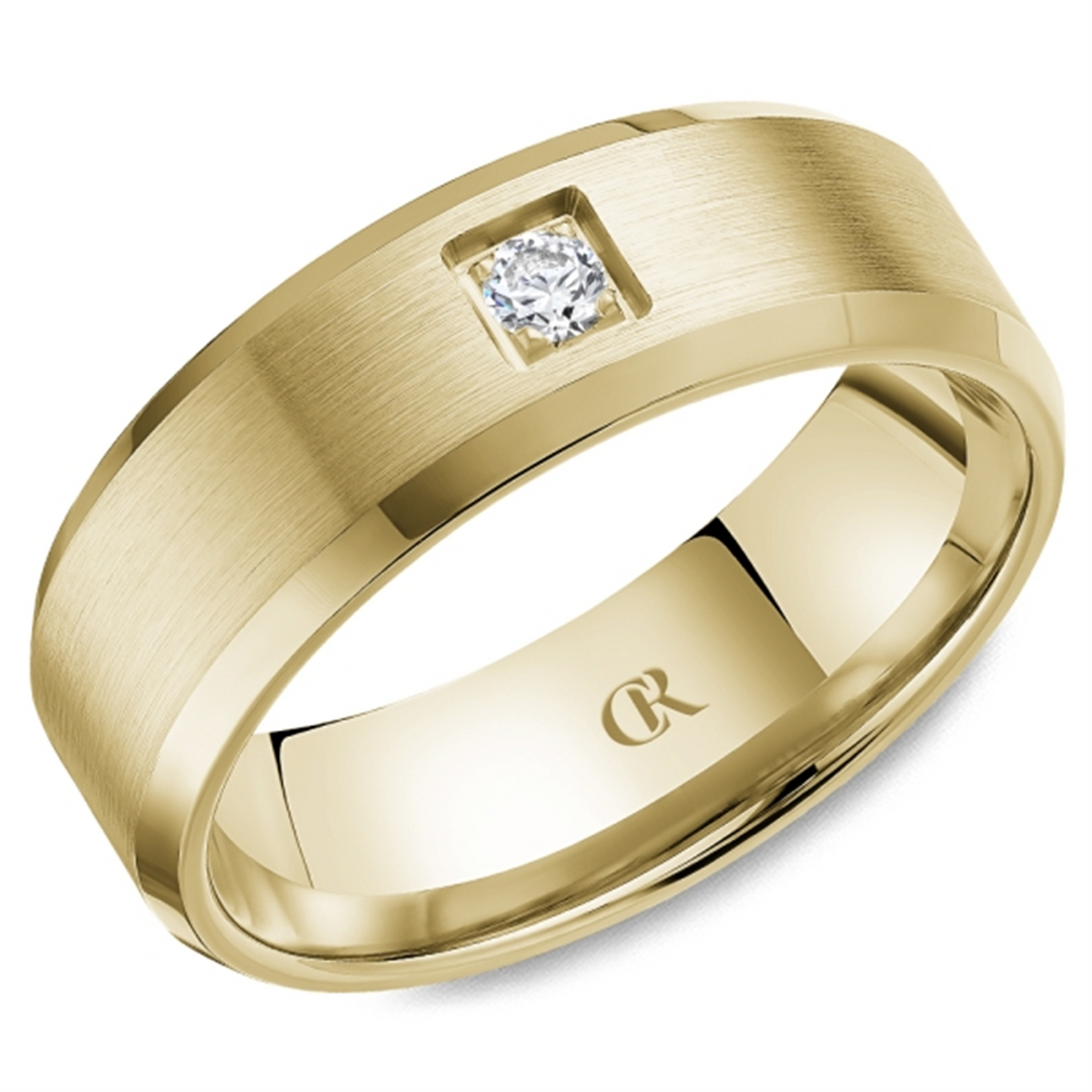Men's Yellow Gold Bevel Diamond Band 
Total Diamonds: 0.07cttw
Top W