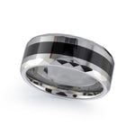 Load image into Gallery viewer, Tungsten Polished Flat Band Band with Ceramic Inlay 
Width: 8mm
