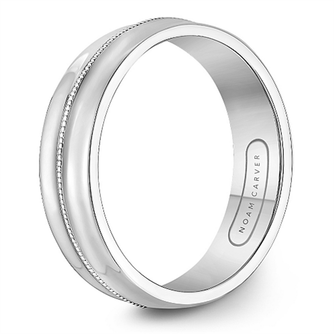 Men's White Gold Beaded Band with Polished Finish